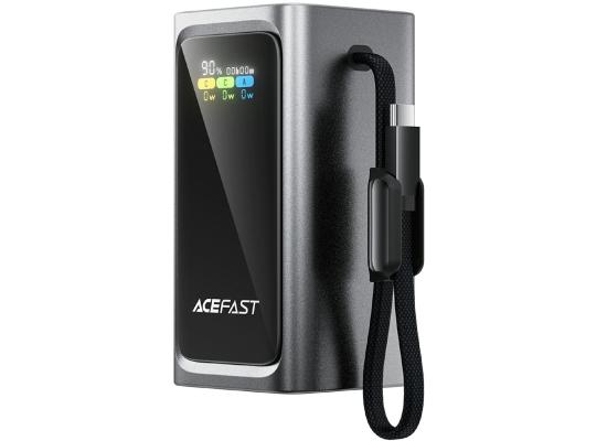 ACEFAST M33 1.96 Inch TFT Display 20000mAh Power Bank 100W Fast Charging Portable Charger Built-in Type-C Cable - Metal Grey
